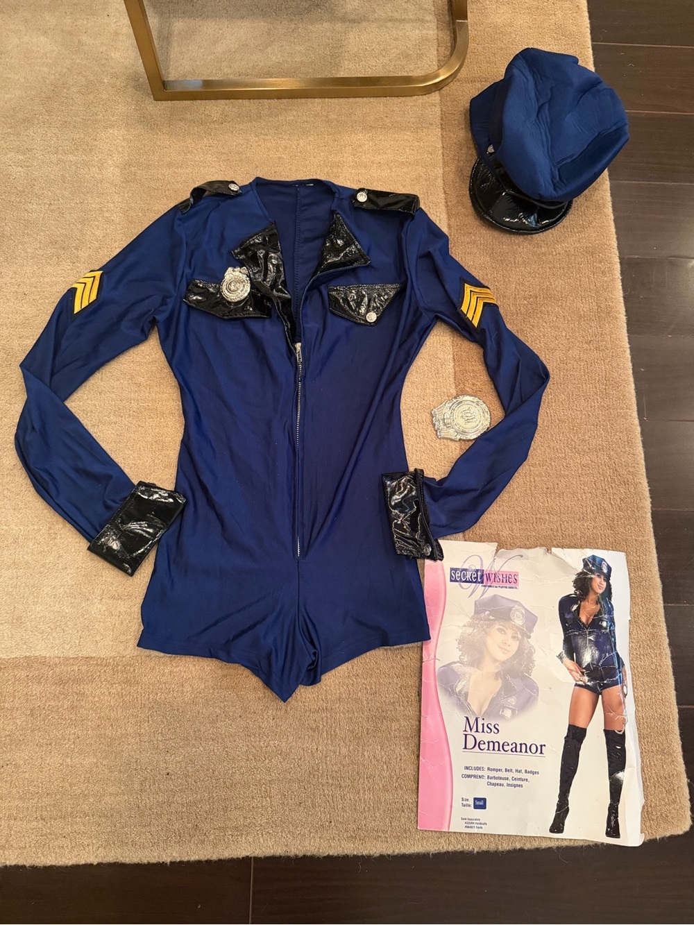 Miss Demeanor Women's Navy Blue Police Costume Romper